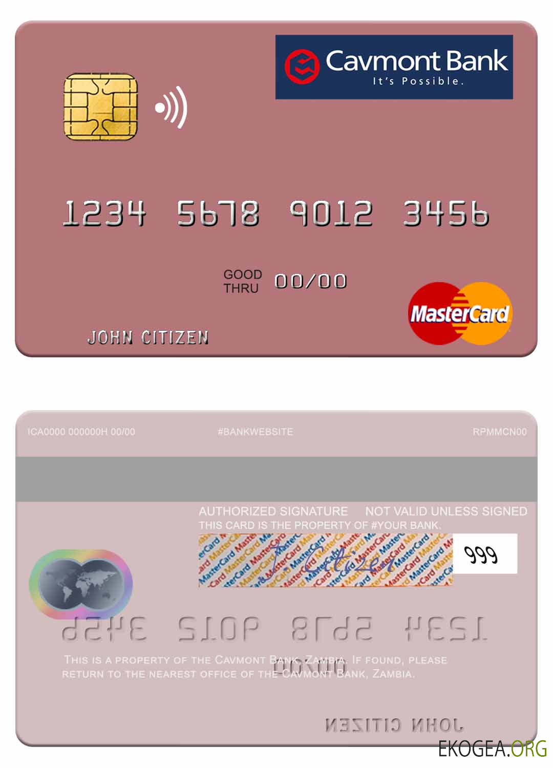 Carte mastercard de la Zambie Cavmont Bank